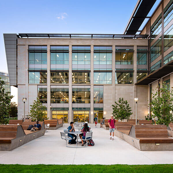 A gathering space outside of the student union center in Arizona.