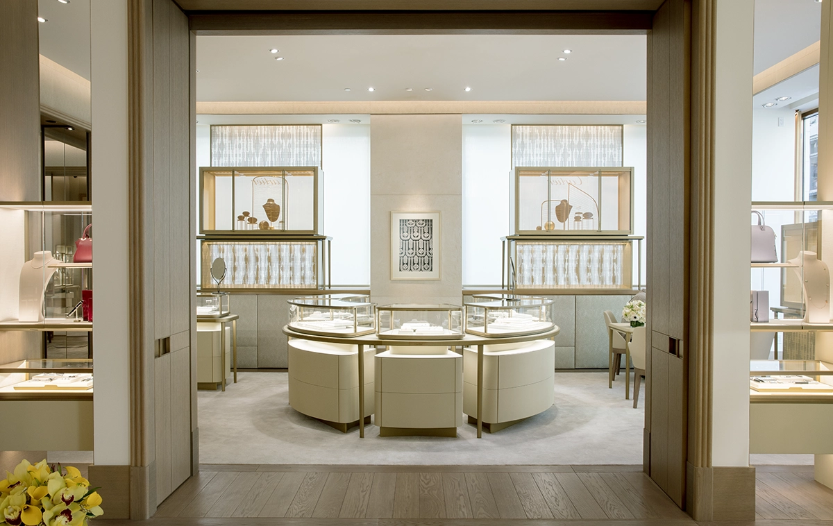 Entrance to private room of Cartier, luxury brand store.
